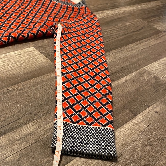 J. Crew Red and navy Geometric Crew Neck Sweater - Picture 8 of 10